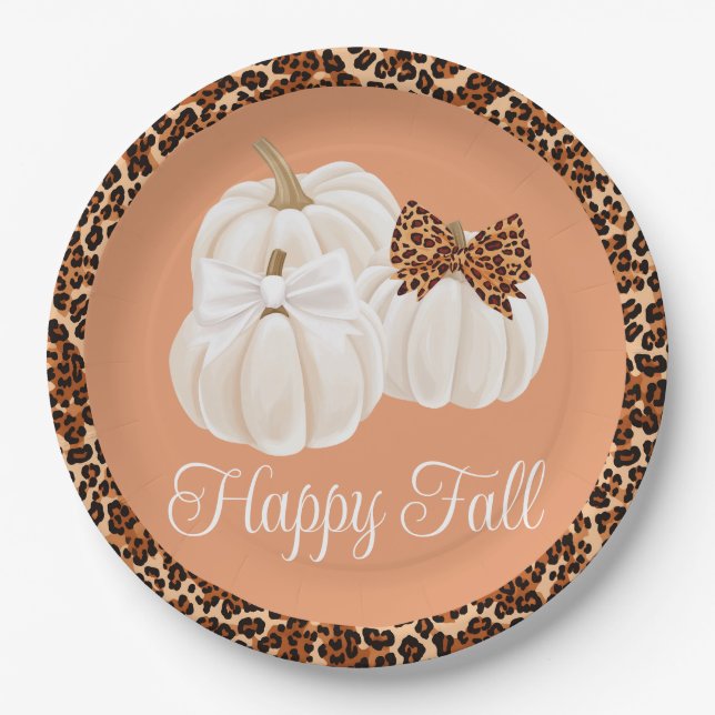 Fall Pumpkins Cute Happy Fall Paper Plate (Front)