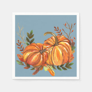 Fall Pumpkins Dusty Blue Napkin