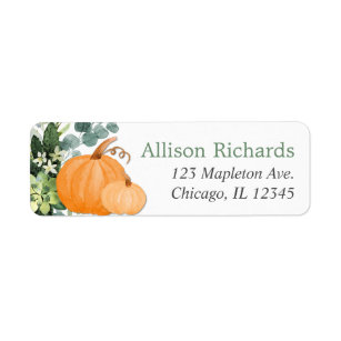 Fall pumpkins eucalyptus greenery return address label