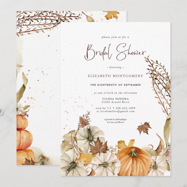 Fall Pumpkins | Floral Autumn Bridal Shower (Front/Back)