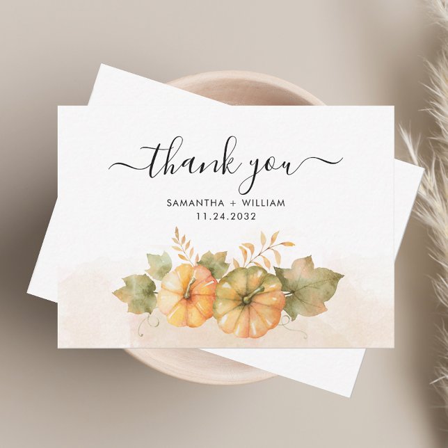 Fall Pumpkins Foliage Wedding Thank You Card (Fall Pumpkins Foliage Wedding Thank You Card)