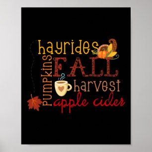 Fall Pumpkins Hayrides Harvest Apples Ciders Autum Poster