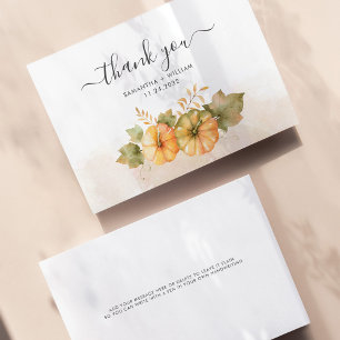 Fall Pumpkins Leaves Budget Wedding  Thank You Card