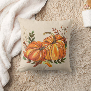 Fall Pumpkins Leaves Cushion