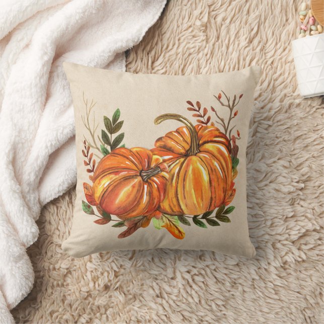 Fall Pumpkins Leaves Cushion (Blanket)