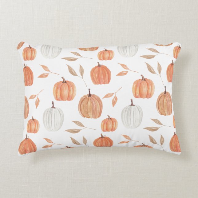 Fall Pumpkins & Leaves Decorative Cushion (Front)