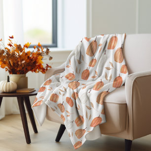 Fall Pumpkins & Leaves Fleece Blanket