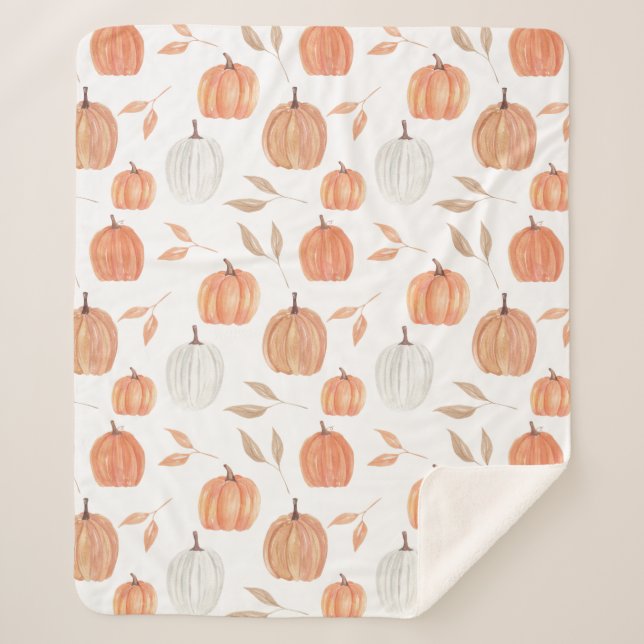 Fall Pumpkins & Leaves Fleece Blanket (Front)