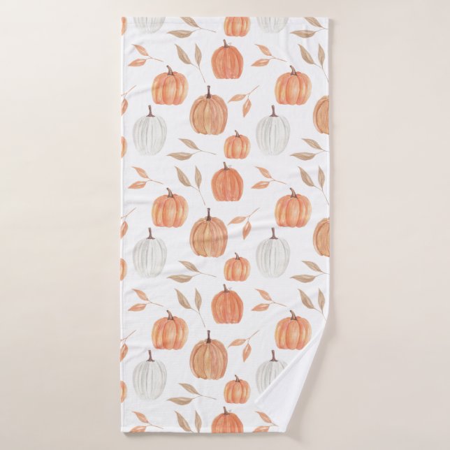 Fall Pumpkins & Leaves Hand Towel (Bath Towel)