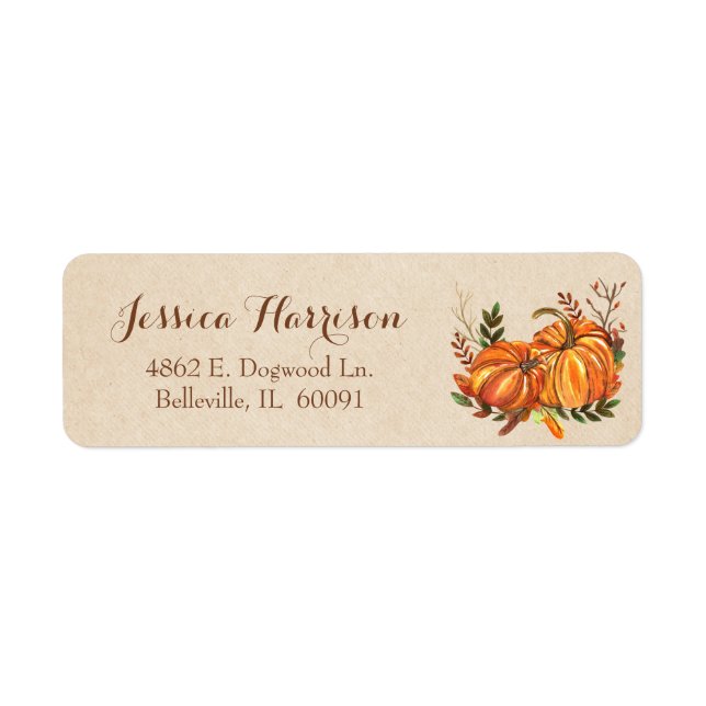 Fall Pumpkins Leaves Return Address Label (Front)