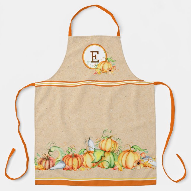 Fall Pumpkins Monogrammed Apron (Front)