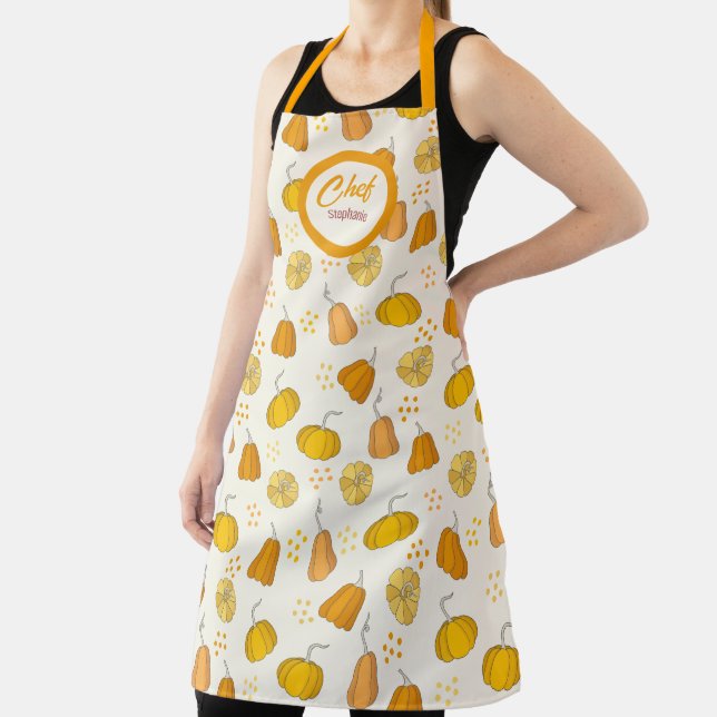 Fall Pumpkins Pattern, Personalised Apron (Insitu)