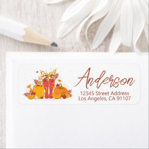 Fall Pumpkins & Rain Boots Return Address Labels