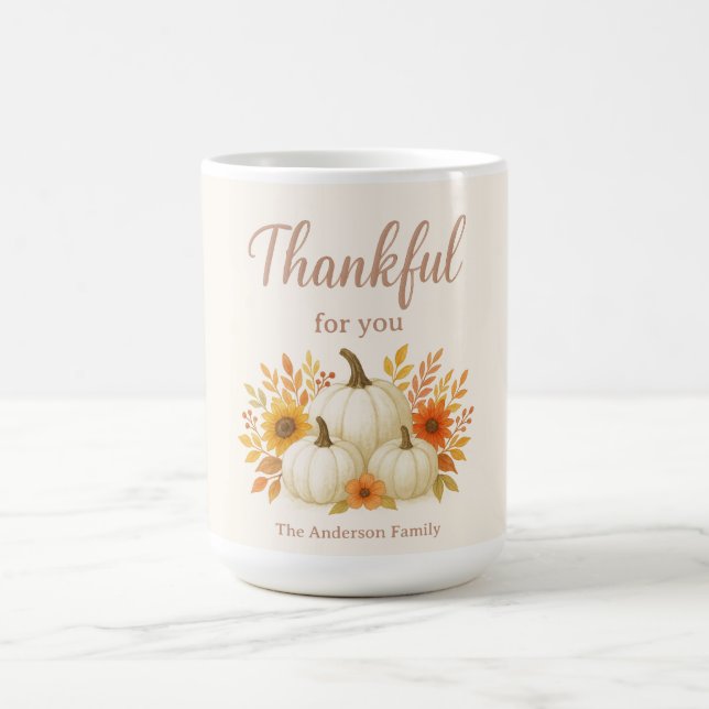 Fall Pumpkins & Sunflowers | Elegant Thanksgiving Coffee Mug (Center)