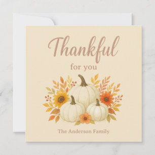Fall Pumpkins & Sunflowers Elegant Thanksgiving Holiday Card