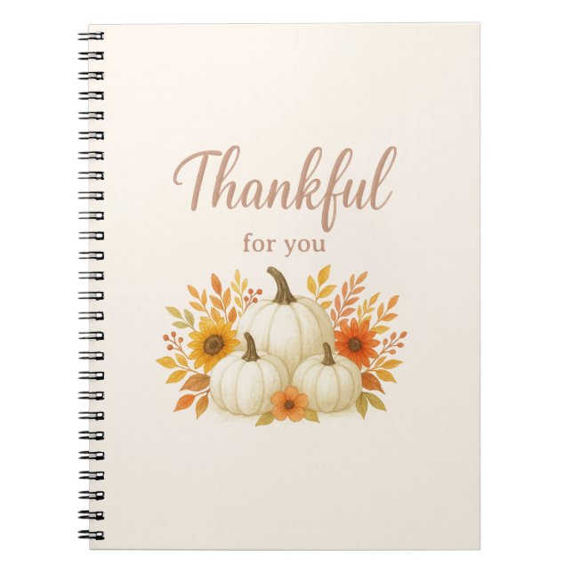 Fall Pumpkins & Sunflowers | Elegant Thanksgiving Notebook (Front)