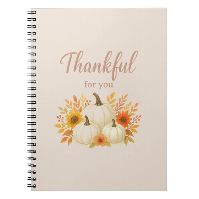 Fall Pumpkins & Sunflowers | Elegant Thanksgiving Notebook (Front)