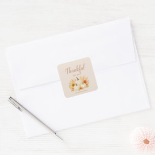 Fall Pumpkins & Sunflowers Elegant Thanksgiving Square Sticker