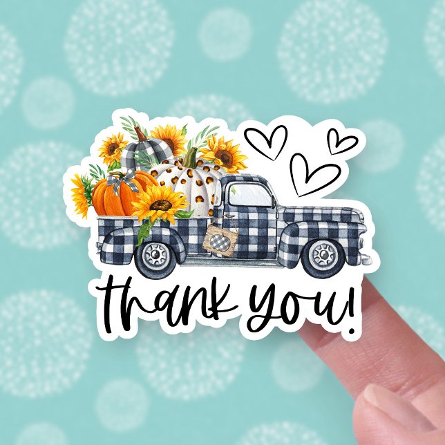Fall Pumpkins Sunflowers Pickup Truck Thank You (Creator Uploaded)