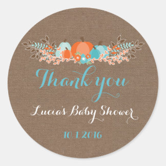 Fall Pumpkins Thank You Tags Burlap Background