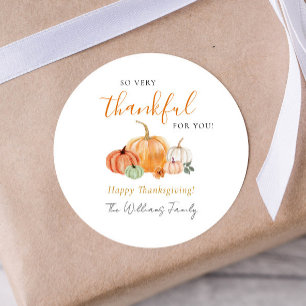 Fall Pumpkins Thanksgiving Thank You  Classic Round Sticker