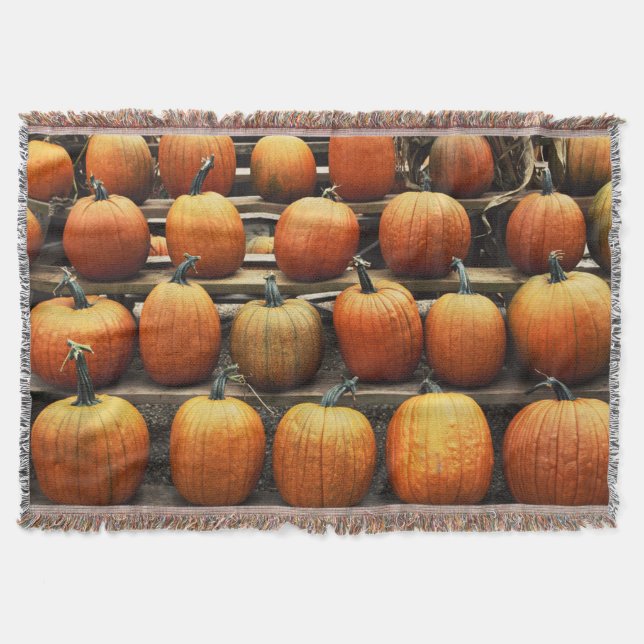 Fall pumpkins throw blanket (Front)