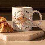 Fall Pumpkins Watercolor Autumn Leaves and Floral  Coffee Mug<br><div class="desc">"Fall Pumpkins Watercolor Autumn Leaves and Floral with Script Coffee Mug."  Modern,  pretty watercolor artwork features a stylised Sunflower orange and white pumpkins,  dried foliage and greenery with typography text,  "Autumn leaves and pumpkins please!"   All art painted by internationally licensed artist and designer,  Audrey Jeanne Roberts,  copyright.</div>