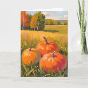 Fall Pumpkins Watercolor Autumn Meadow Card