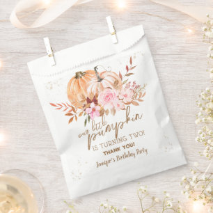 Fall Pumpkins Watercolor Boho Girl 2nd Birthday Favour Bag
