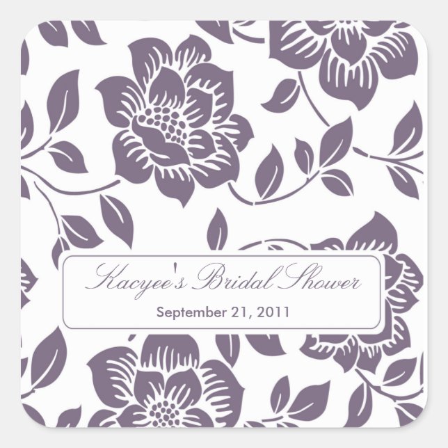 Fall Purple Floral Bridal Shower Sticker (Front)