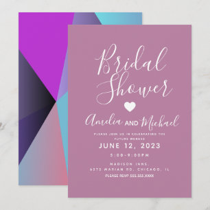 Fall Purple Geometrical Shapes Bridal Shower Invitation