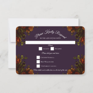 Fall Purple Rustic Orange Wedding Elegant Gothic Invitation