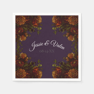 Fall Purple Rustic Orange Wedding Elegant Gothic Napkin