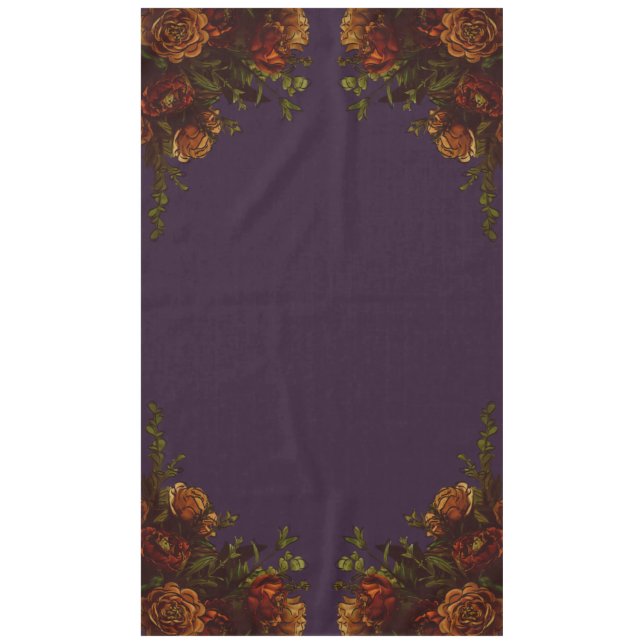 Fall Purple Rustic Orange Wedding Elegant Gothic Tablecloth (Front)
