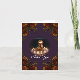Fall Purple Rustic Orange Wedding Elegant Gothic Thank You Card