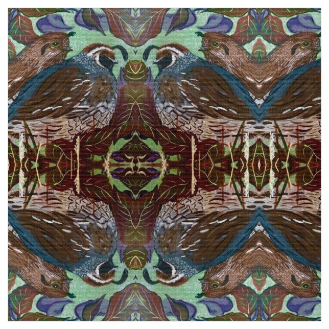Fall Quail Couple Fabric (Swatch)