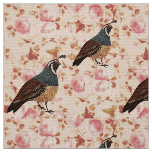 Fall Quail on Chintz Fabric