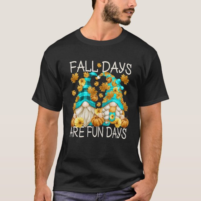 Fall Quote With Cute Autumn Leaves For Womens Gnom T-Shirt (Front)