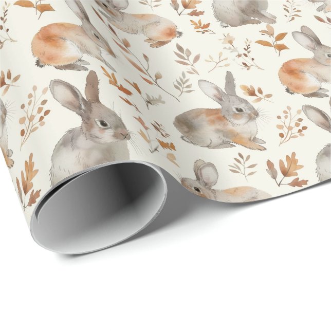 Fall Rabbits Wrapping Paper (Roll Corner)