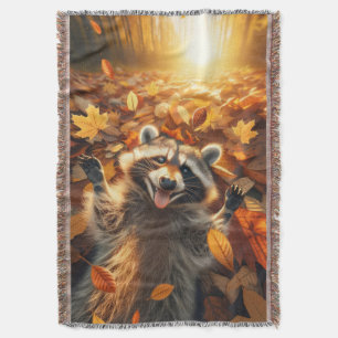 Fall Raccoon Throw Blanket