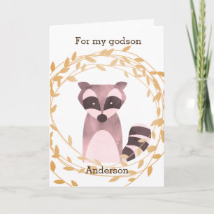 Fall Racoon Birthday Godson Card