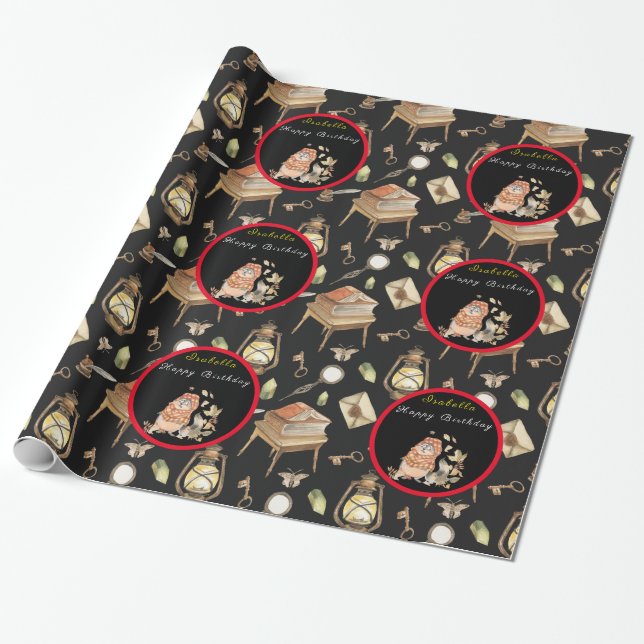 Fall Racoon Customise Text and Colour Wrapping Paper (Unrolled)
