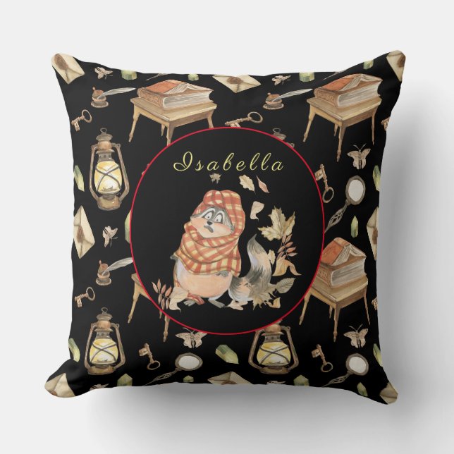 Fall Racoon Customise Text, Colour 20"X20" Cushion (Front)
