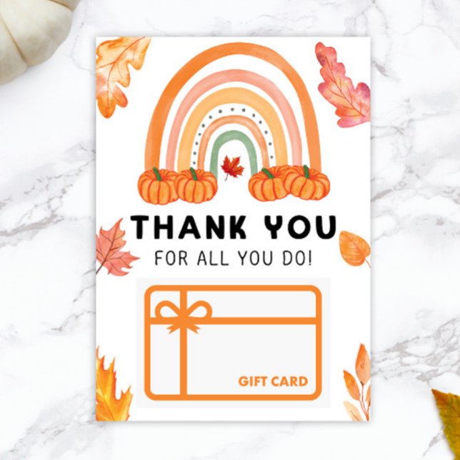 Fall Rainbow Pumpkin Thank You Gift Card Holder (Creator Uploaded)