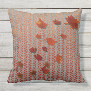Fall Red and Orange Leaves Ombre Pattern Cushion