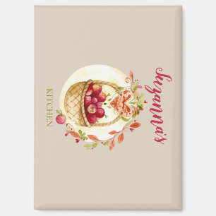 Fall Red Apple Basket Magnet