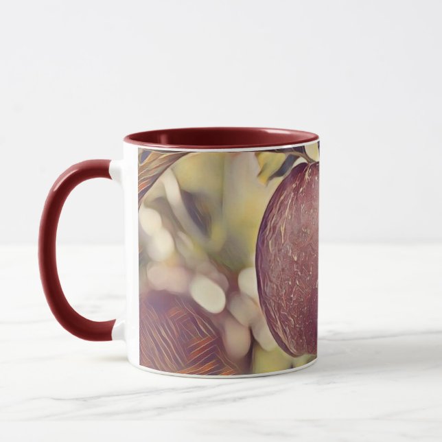Fall red apple fruit and leaves watercolor  mug (Left)