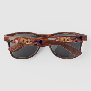 Fall red apple fruit and leaves watercolor sunglasses