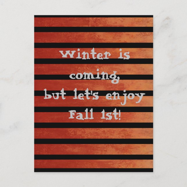 Fall Red & Black Ombre Stripes Humourous Postcard (Front)