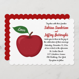 Fall Red Burgundy Wedding Country Apple Love Invitation